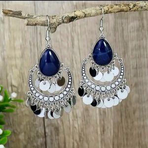 Blue and Silver Dangle Earrings